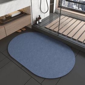 Diatomite Bathroom Super Absorbent Mat Non-slip Home Kitchen Toilet Quick Drying Floor Mats Room Doormat Oil Proof Floor Mats (Color: Oval Blue, Specification: 400MMx600MM)